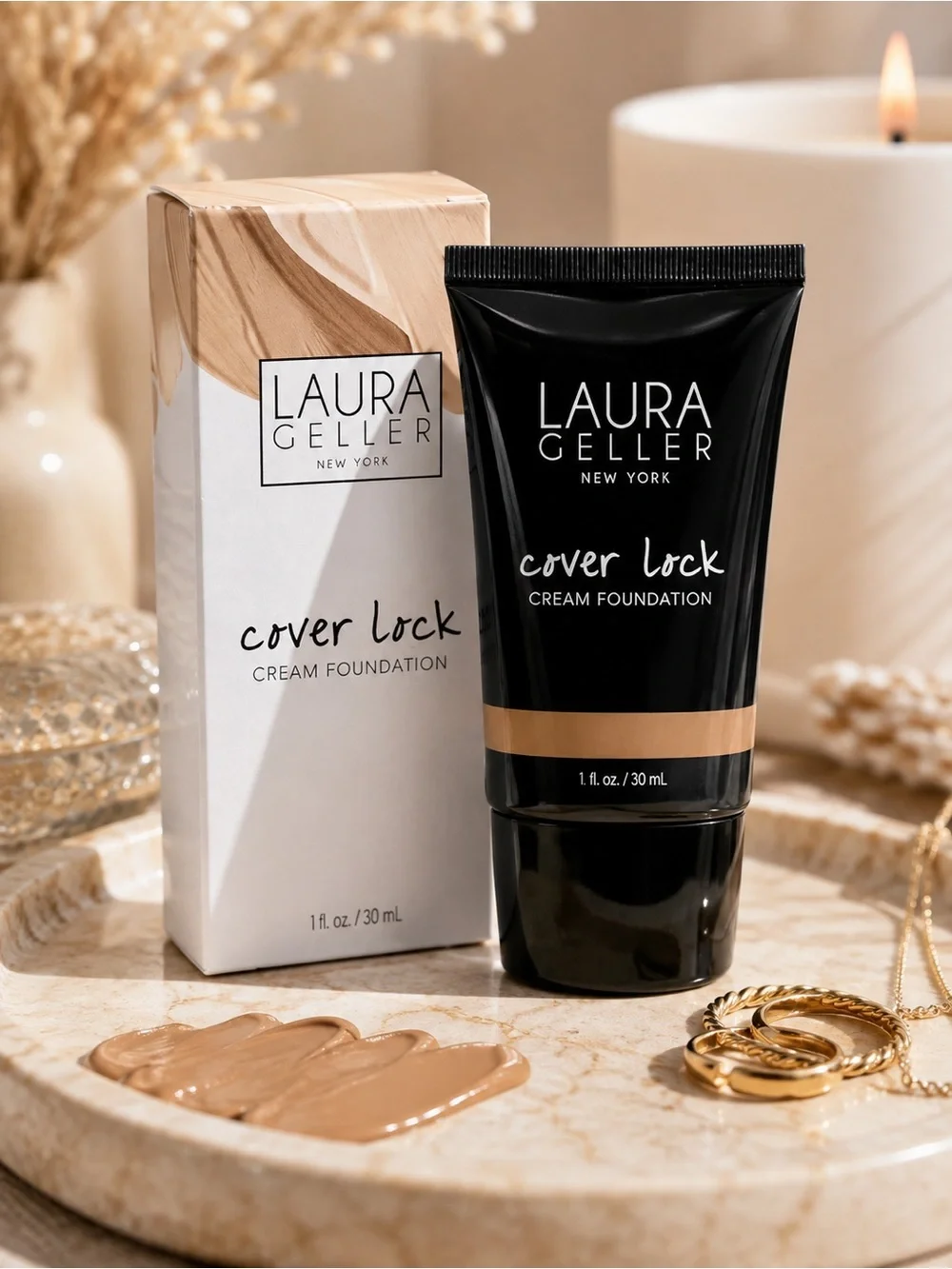 Laura Geller Cover Lock Cream Foundation Deep Full Coverage NWT 1 oz